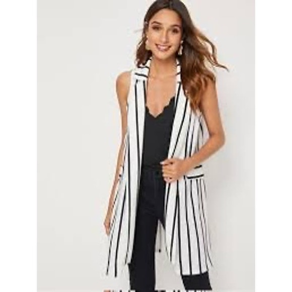 Shein Women's Open Front Long Vest Jacket Casual Sleeveless Longline Medium - Picture 1 of 7